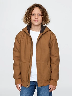 Kids Cozy Canvas Hooded Jacket