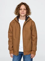 Kids Cozy Canvas Bomber Jacket