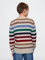 Kids CashSoft Striped Crewneck Sweater