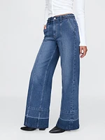 High Rise Stride Wide-Leg Cargo Jeans