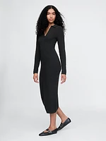 CashSoft Rib Midi Polo Sweater Dress