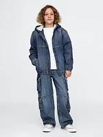 Kids Cozy Denim Zip Hoodie