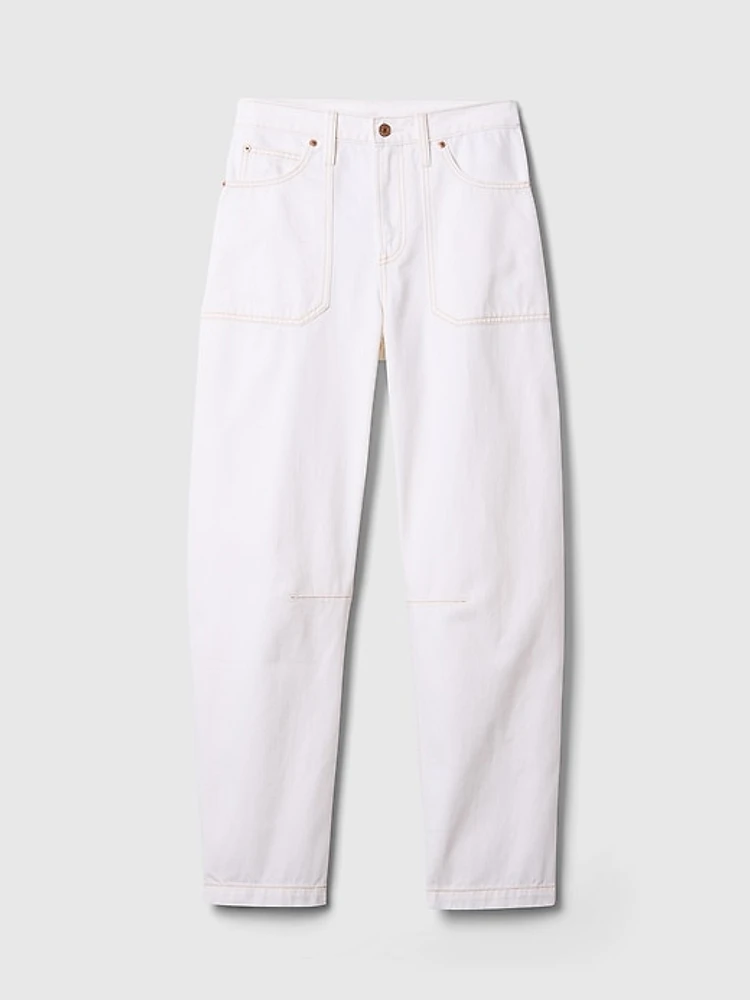 High Rise Crossover Barrel Jeans