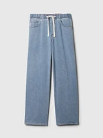 Mid Rise Knit Easy Baggy Jeans