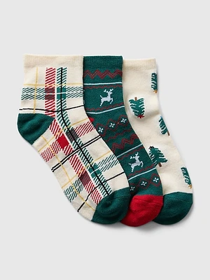 Kids Quarter Crew Holiday Socks (3-Pack)