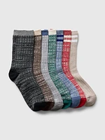 Kids Marled Rib Crew Socks (7-Pack)