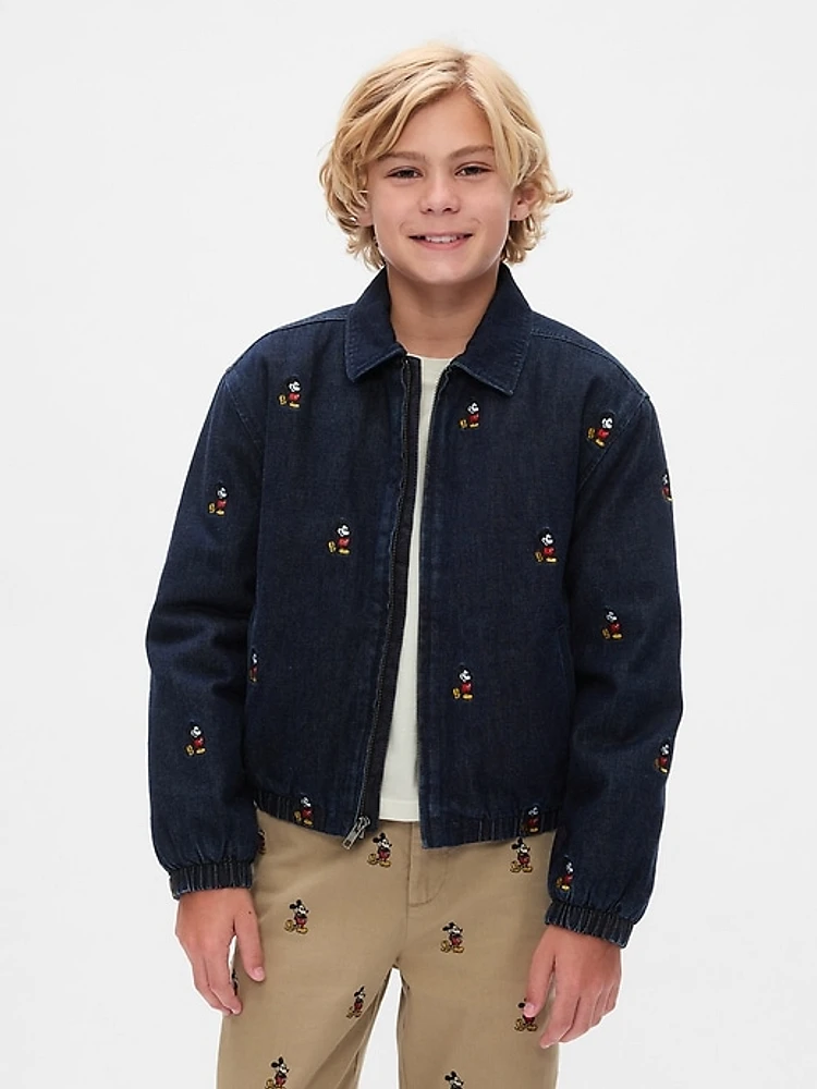 Gap × Disney Kids Embroidered Denim Bomber Jacket