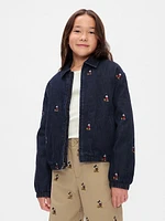 Gap × Disney Kids Embroidered Denim Bomber Jacket