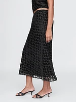 Burnout Velvet Midi Skirt