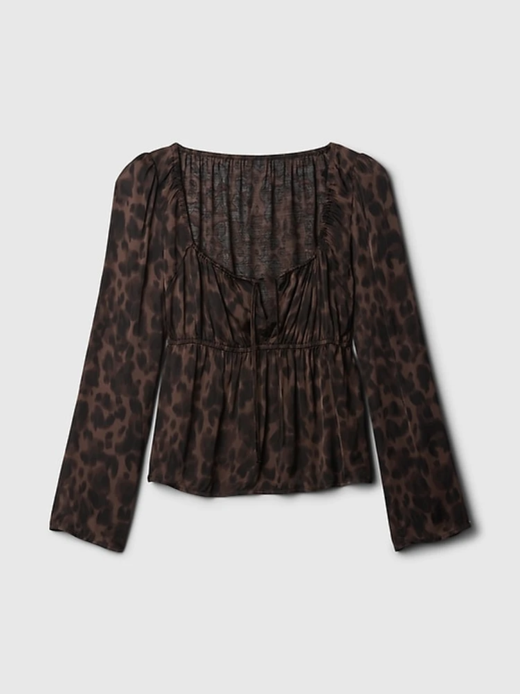 Satin Square-Neck Top