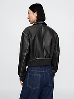 Vegan Leather Bomber Jacket