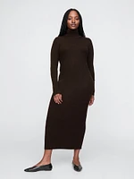 Turtleneck Rib Sweater Midi Dress