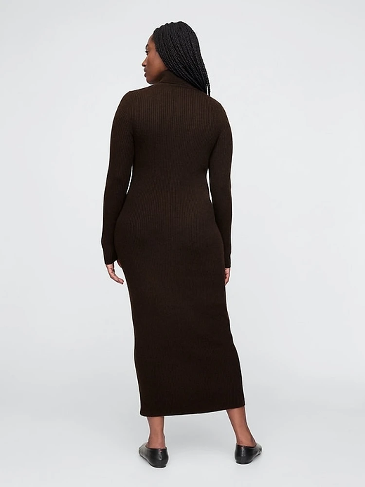 Turtleneck Rib Midi Sweater Dress