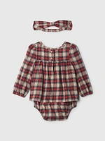 Baby Flannel Bodysuit Dress Set