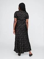 Satin Lace-Trim Floral Maxi Dress