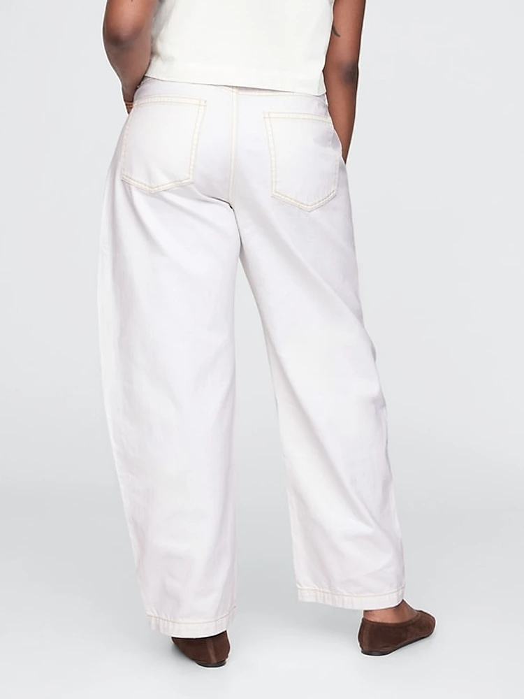 High Rise Crossover Barrel Jeans