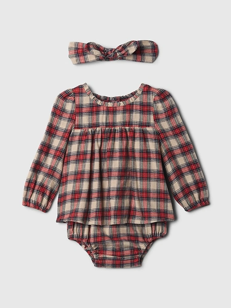 Baby Flannel Bodysuit Dress Set