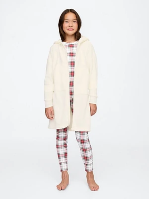 Kids Recycled Sherpa Logo Hoodie Robe