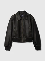 Vegan Leather Bomber Jacket