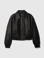 Vegan Leather Bomber Jacket