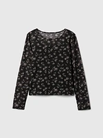 Kids Floral Mesh Top