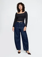 High Rise Crossover Barrel Jeans