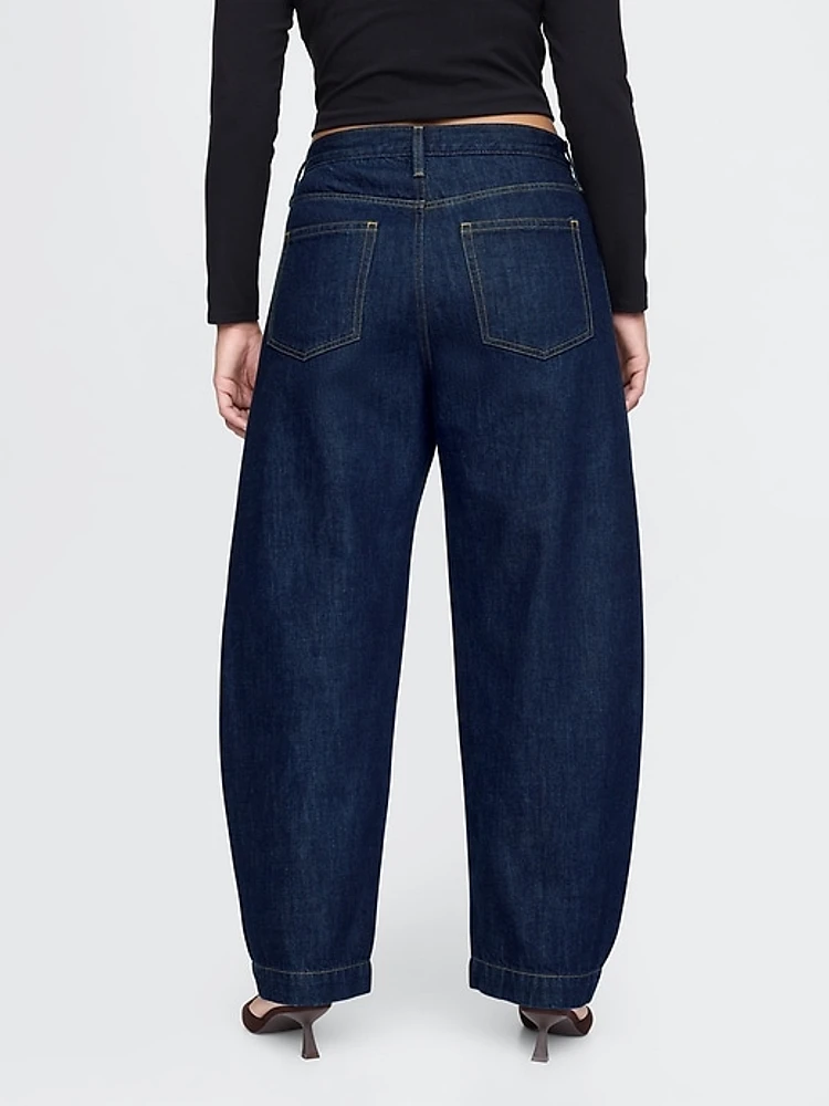 High Rise Crossover Barrel Jeans