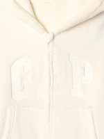 Kids Recycled Sherpa Logo Hoodie Robe