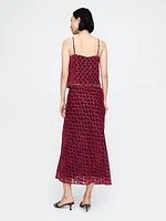 Burnout Velvet Midi Skirt