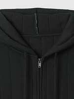 Waffle-Lined Quilted Zip Hoodie