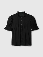 Pintuck Ruffle Shirt