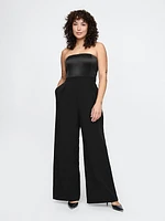 Strapless Mixed Media Jumpsuit