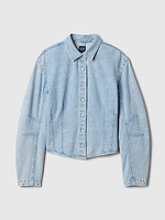 Barrel-Sleeve Denim Shirt