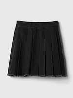 Pleated Denim Mini Skirt