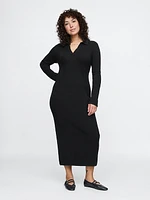 CashSoft Rib Midi Polo Sweater Dress