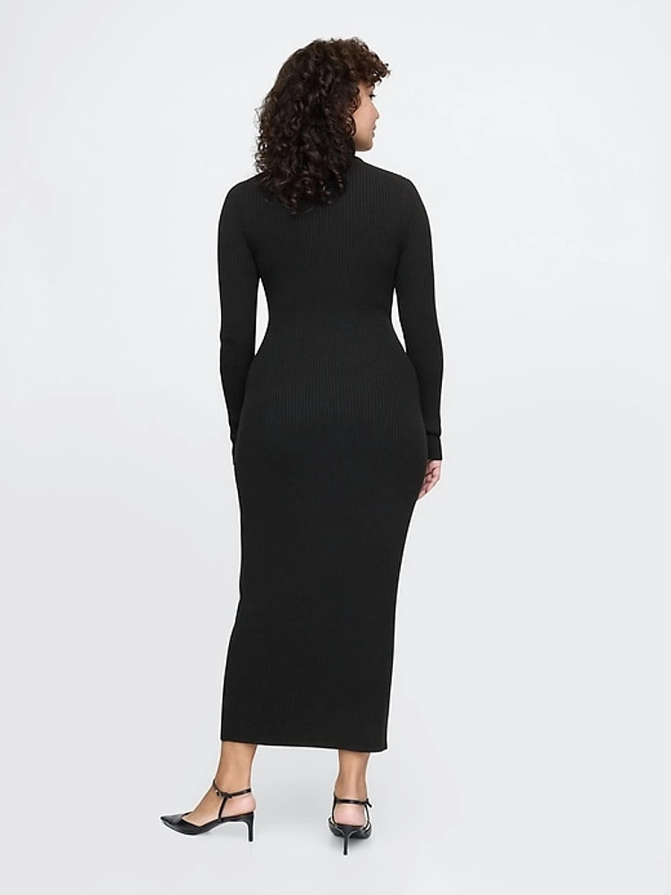 Turtleneck Rib Midi Sweater Dress