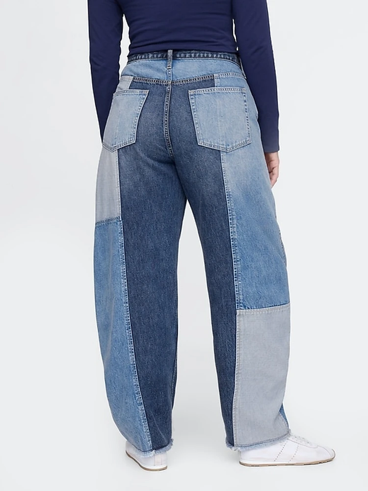 High Rise Crossover Barrel Jeans