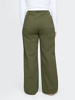 High Rise Stride Wide-Leg Ankle Khakis