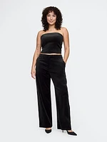 High Rise Velvet Straight Pants