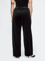 High Rise Velvet Straight Pants