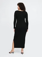 Boatneck Rib Midi Sweater Dress