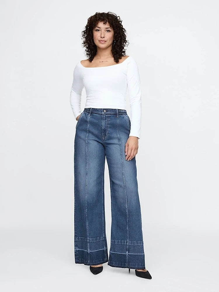 High Rise Stride Wide-Leg Jeans