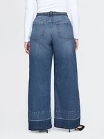 High Rise Stride Seamed Wide-Leg Jeans