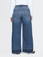 High Rise Stride Wide-Leg Cargo Jeans