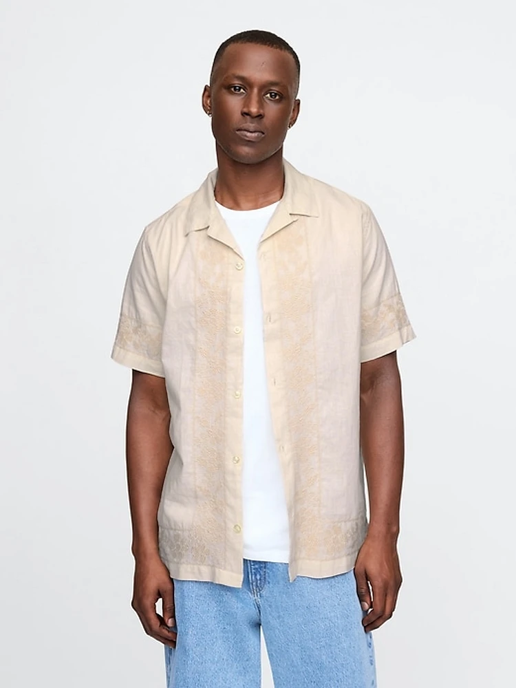 Textured Linen-Cotton Resort Shirt