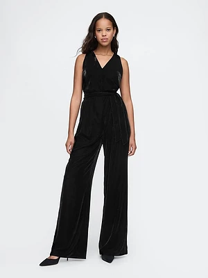 Recycled Velvet V-Neck Jumpsuit