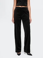 High Rise Velvet Straight Pants