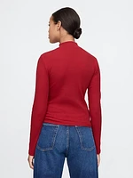 Modern Rib Cropped Mockneck Shirt