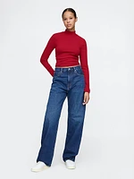 Modern Rib Cropped Mockneck Shirt