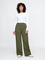 High Rise Stride Wide-Leg Ankle Khakis